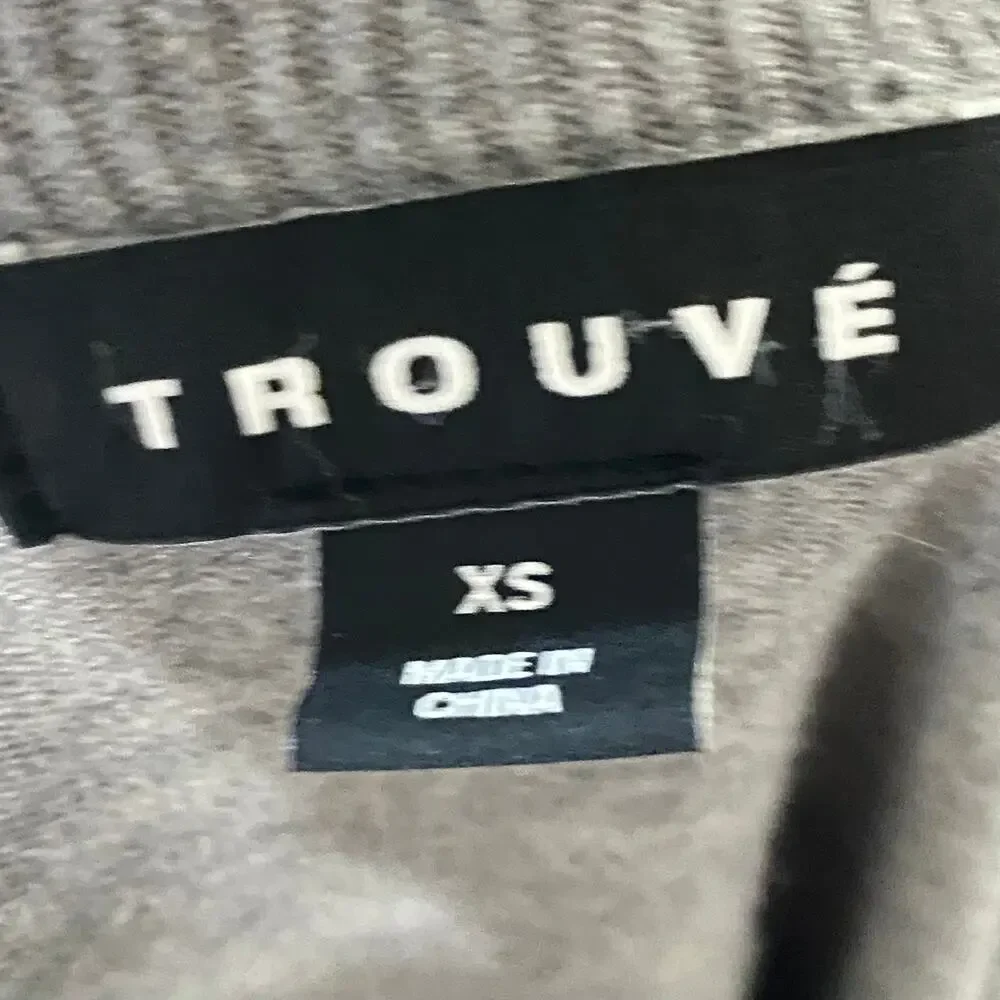 TROUVE Angora Rabbit Hair Blend V Neck Lightweight Oversized Sweater Gray XS
